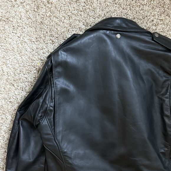 Vintage Schott Perfecto Black Leather Motorcycle Jacket Made In USA Size 42 Long - Picture 16 of 16